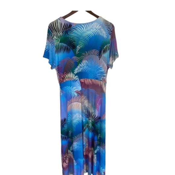 Soft Surroundings Dress Womens Large Blue Anya Ombré Palms Maxi Coastal 🌴 - Picture 5 of 6